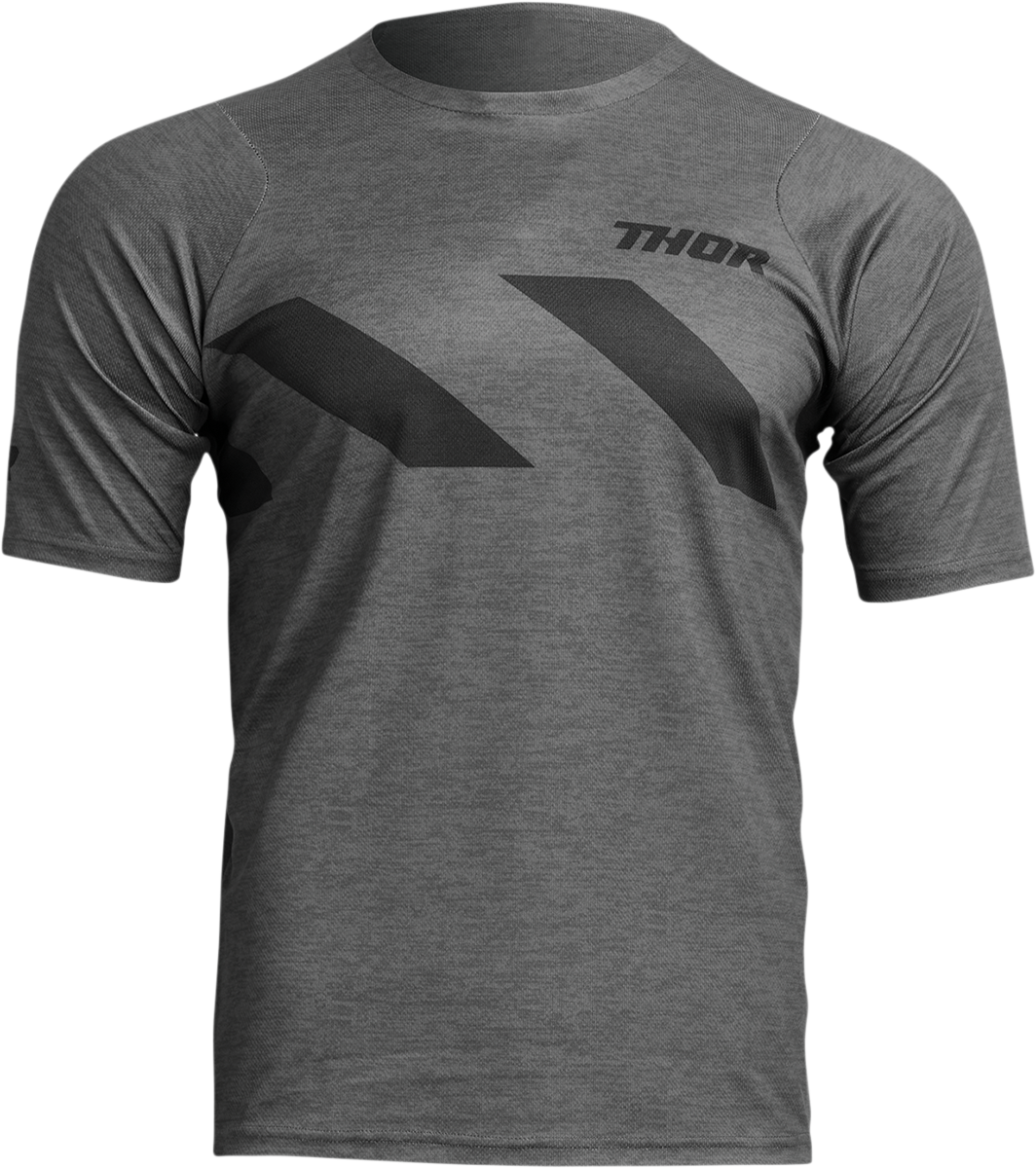 THOR Assist Hazard Short-Sleeve MTB Jersey - Charcoal Heather, Size Small