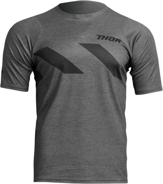 THOR Assist Hazard Short-Sleeve MTB Jersey - Charcoal Heather, Size Small