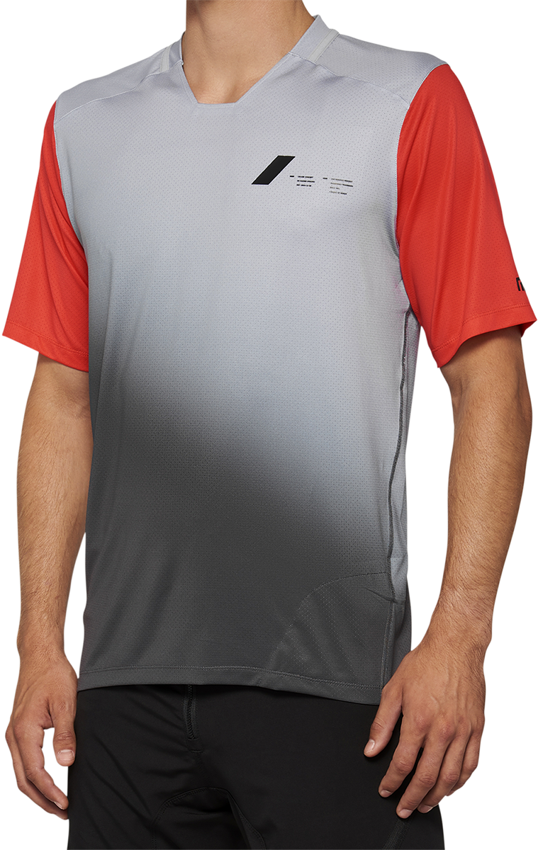 100% Celium Short-Sleeve Jersey - Gray/Racer Red, Part #40011-00011