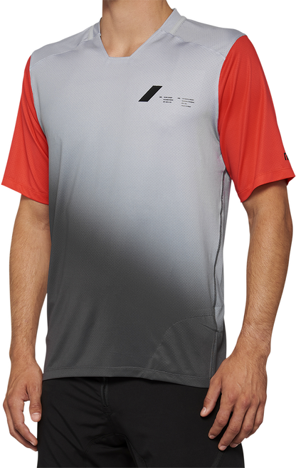 100% Celium Short-Sleeve Jersey - Gray/Racer Red, Part #40011-00011