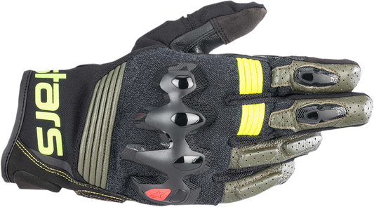 Alpinestars Halo Gloves - Forest Black and Fluo Yellow, Small - Part 3504822-6085-S