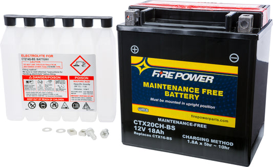 FIRE POWER CTX20CH-BS Maintenance Free Sealed 12V Battery for Polaris ATVs and Motorcycles