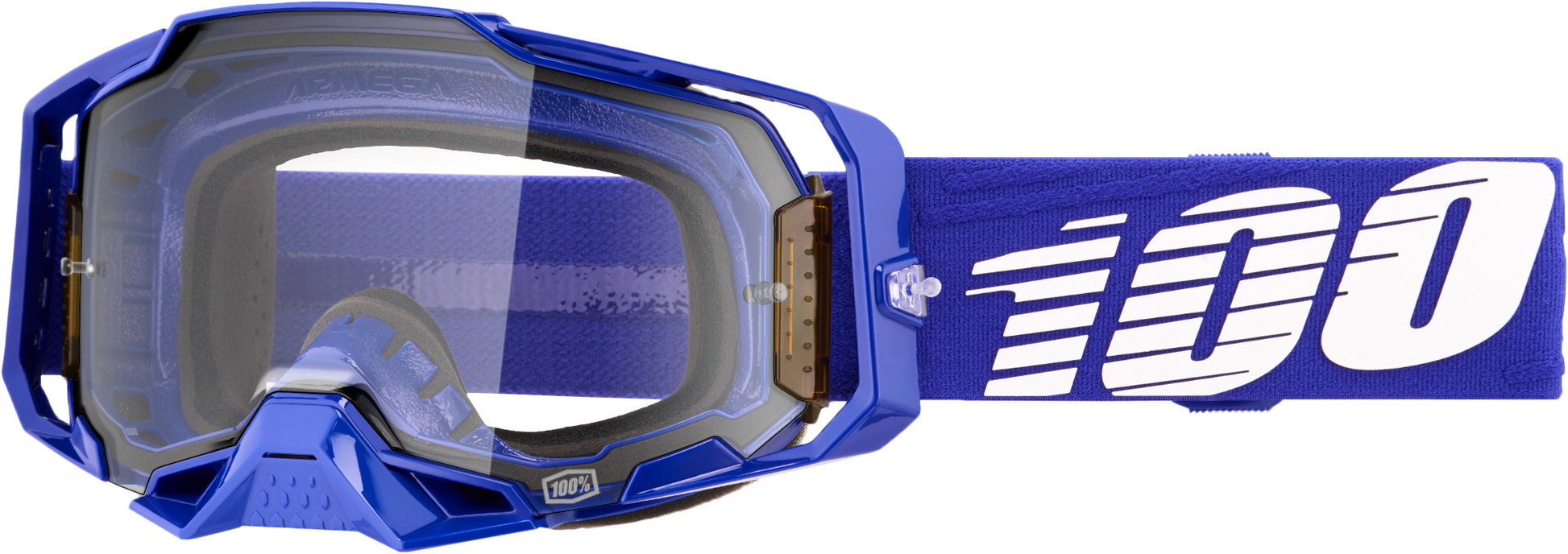 100-Percent Armega Goggle with Klein Clear Lens – Impact-Resistant MX Goggles with Ultra HD Clarity and Quick-Change System