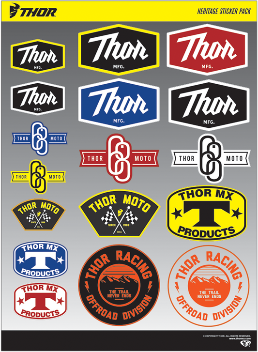 THOR Heritage Decal Sheet Part 4320-1572 for Custom Graphics and Repairs