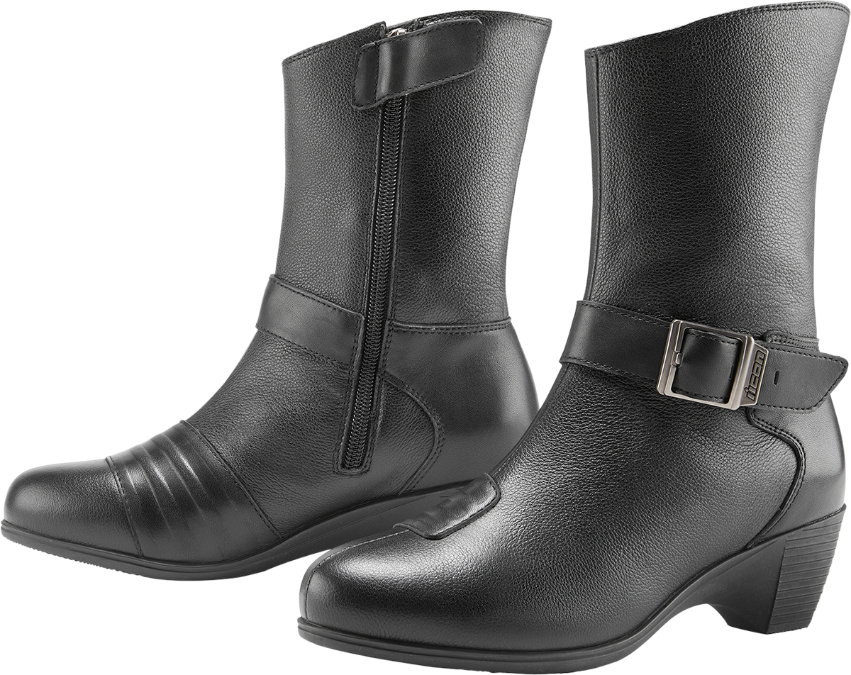 ICON Women's Tuscadero™ Boots - Black, US Size 8 - Durable Oil & Slip-Resistant Urban Riding Footwear