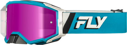 Fly Racing Zone Elite Goggle with Magenta Mirror Smoke Lens - Blue/White
