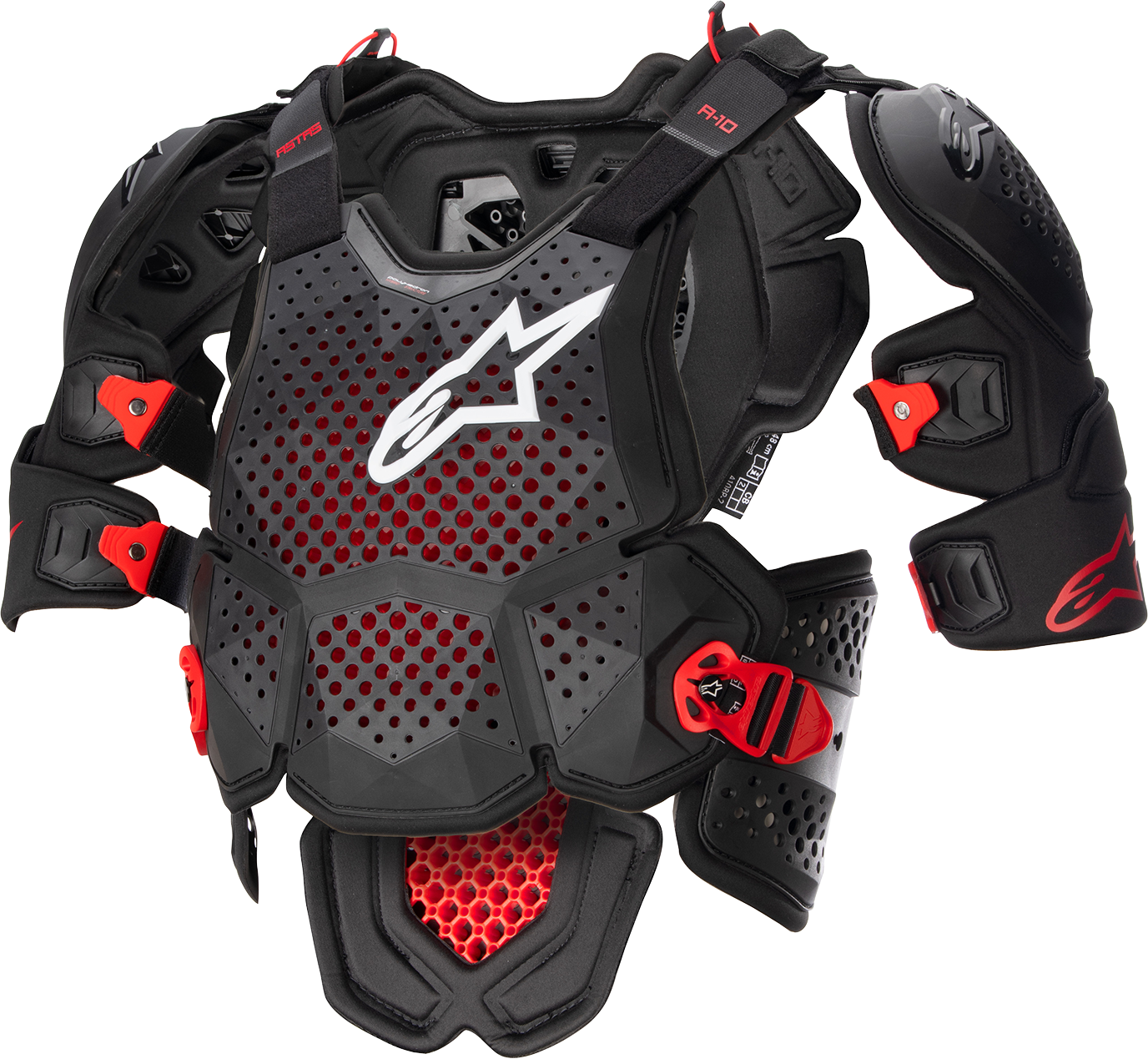 Alpinestars A-10 v2 Full Roost Guard Black/Red XS/S – Lightweight Motorcycle Protection