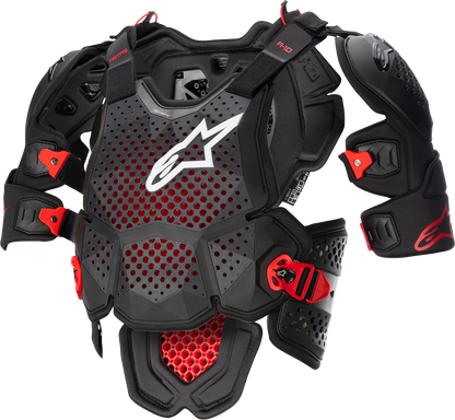 Alpinestars A-10 v2 Full Roost Guard Black/Red XS/S – Lightweight Motorcycle Protection