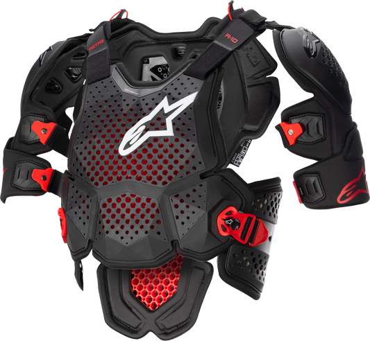 Alpinestars A-10 v2 Full Roost Guard Black/Red XS/S – Lightweight Motorcycle Protection