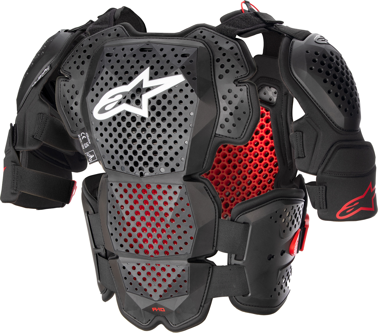 Alpinestars A-10 v2 Full Roost Guard Black/Red XL/2XL - Part Number 6700523-1431XL2