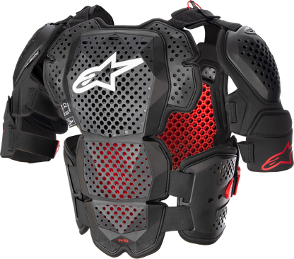 Alpinestars A-10 v2 Full Roost Guard Black/Red XS/S – Lightweight Motorcycle Protection