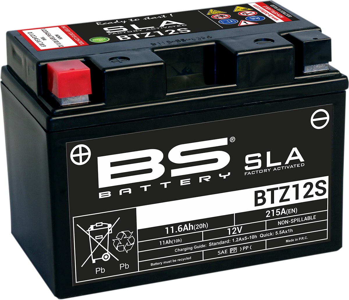 BS BATTERY BTZ12S (YTZ) 300637-1 AGM Motorcycle Battery - Spillproof, Maintenance-Free, Multi-Position Mounting
