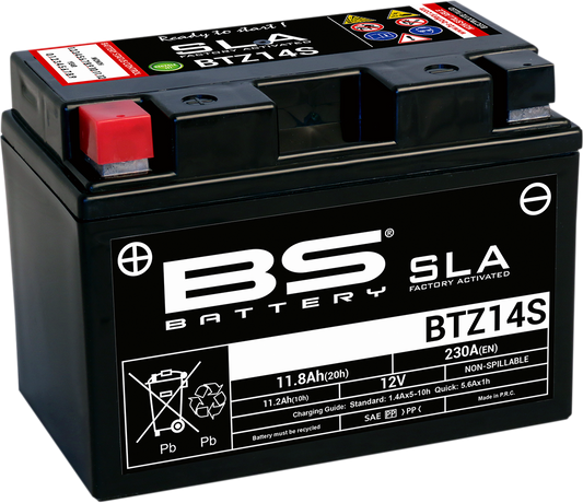 BS BATTERY BTZ14S (YTZ) 300638-1 AGM Motorcycle Battery with Spillproof Design