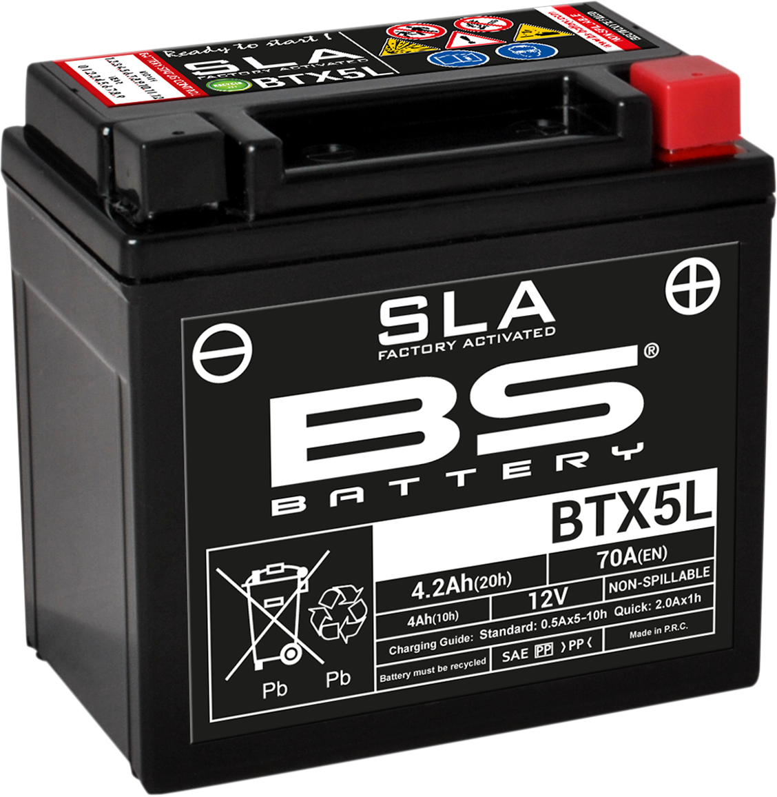 BS Battery BTX5L (YTX) 300670 Absorbed Glass Mat (AGM) Motorcycle Battery