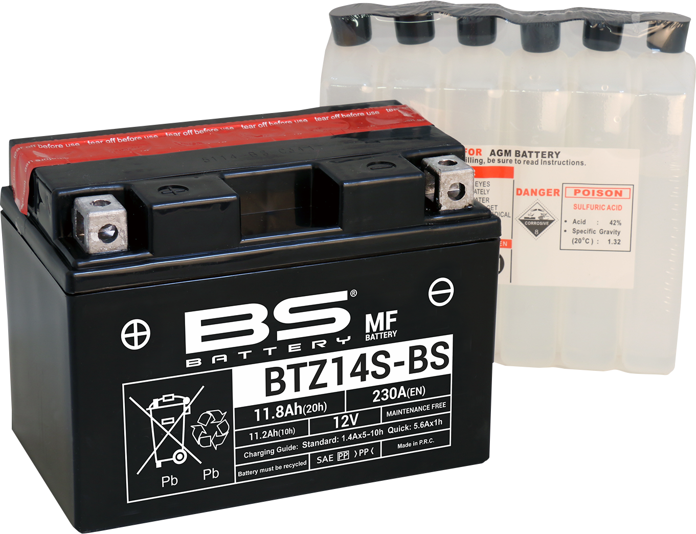 BS BATTERY BTZ14S-BS (YTZ) 12V Motorcycle Battery - Maintenance-Free, Long Cycle Life
