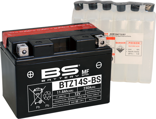 BS BATTERY BTZ14S-BS (YTZ) 12V Motorcycle Battery - Maintenance-Free, Long Cycle Life