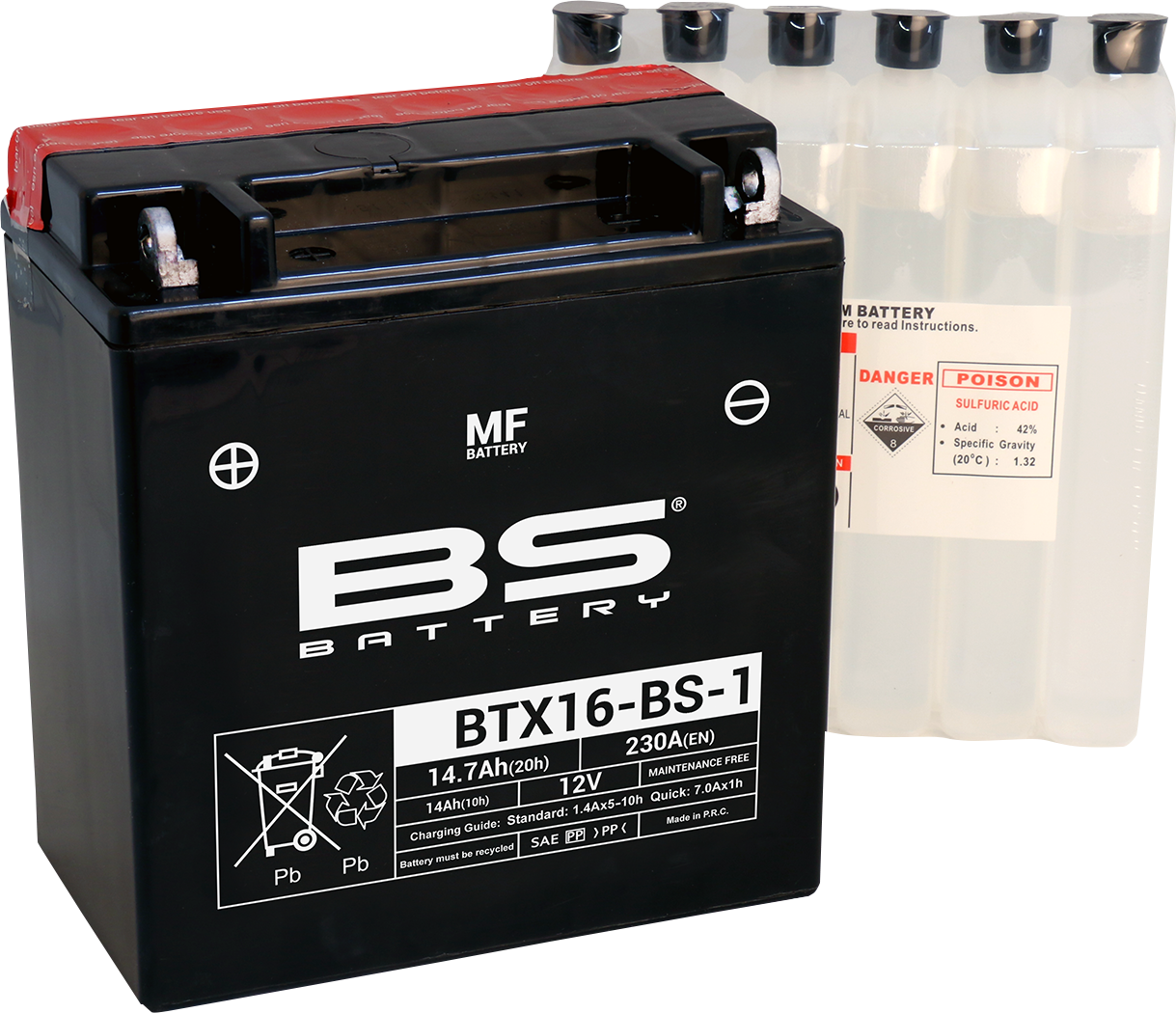 BS BATTERY BTX16-BS-1 (YTX) 300623 Maintenance-Free Sealed Battery