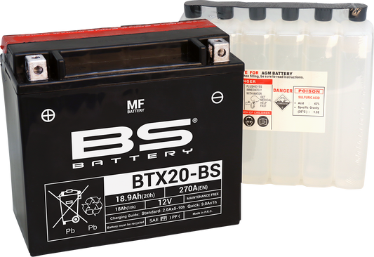 BS BATTERY BTX20-BS (YTX) Maintenance-Free Sealed Lead Acid Battery - Part 300611