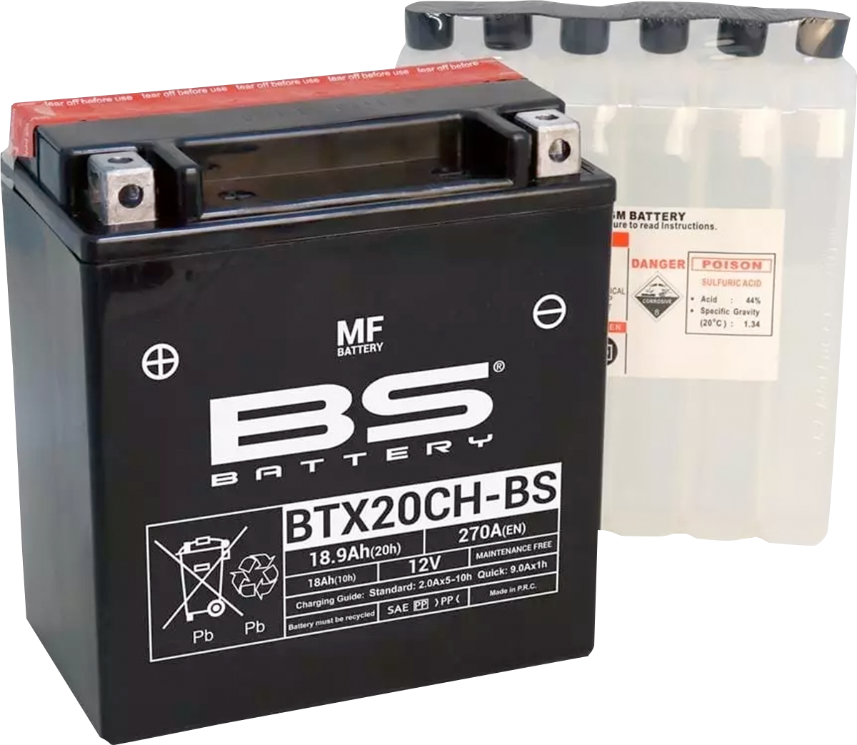 BS Battery BTX20CH-BS (YTX) Maintenance-Free Lithium Iron Battery - Part No. 300616