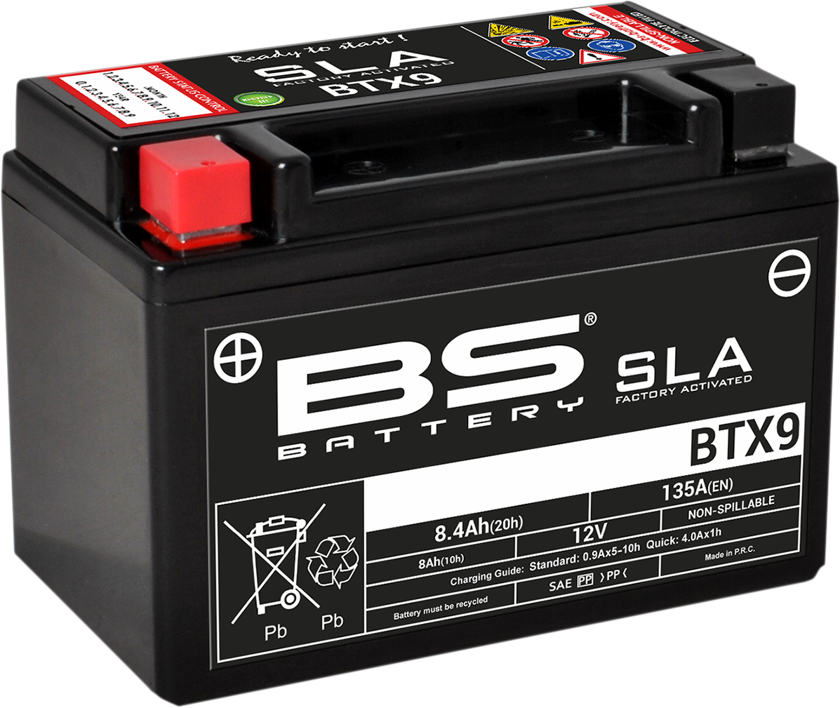 BS BATTERY BTX9 (YTX) 300674 Absorbed Glass Mat (AGM) Motorcycle Battery