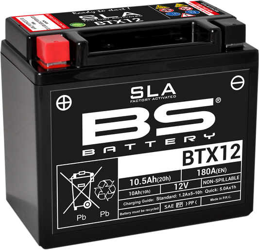 BS BATTERY BTX12 (YTX) 300680 Absorbed Glass Mat AGM Motorcycle Battery