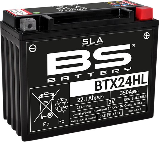 BS BATTERY BTX24HL (YTX) 300770 Absorbed Glass Mat AGM Motorcycle Battery