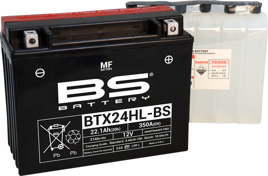 BS BATTERY BTX24HL-BS (YTX) 300630 Maintenance-Free AGM Motorcycle Battery