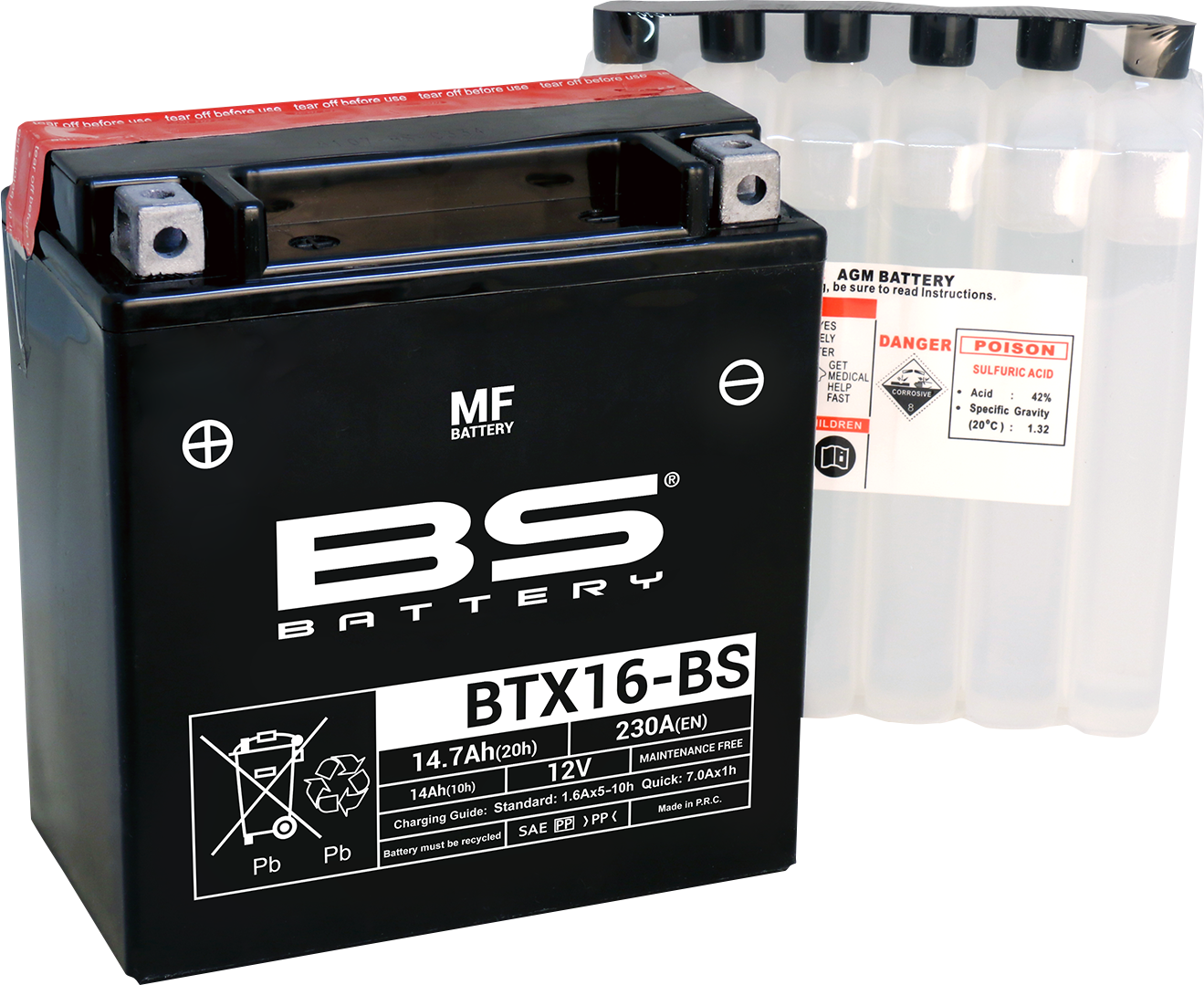 BS Battery BTX16-BS (YTX) 300609 Maintenance-Free Sealed Lead-Acid Battery