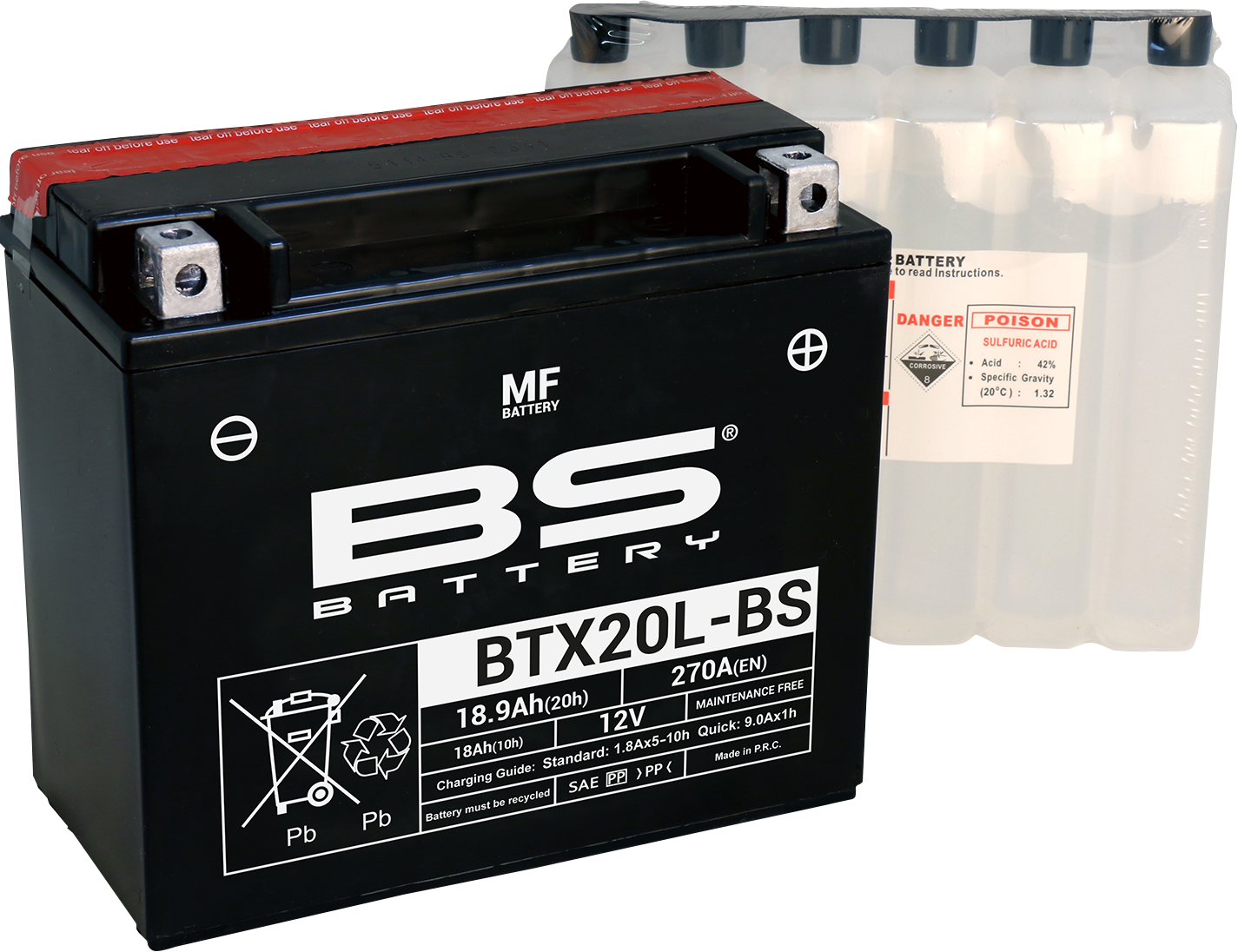 BS Battery BTX20L-BS (YTX) 300610 Maintenance-Free Sealed Lead-Acid Motorcycle Battery