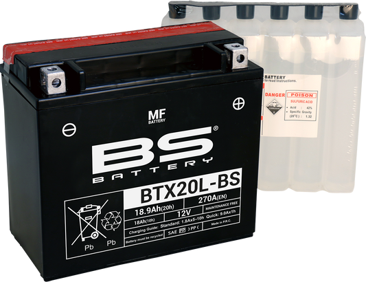 BS Battery BTX20L-BS (YTX) 300610 Maintenance-Free Sealed Lead-Acid Motorcycle Battery
