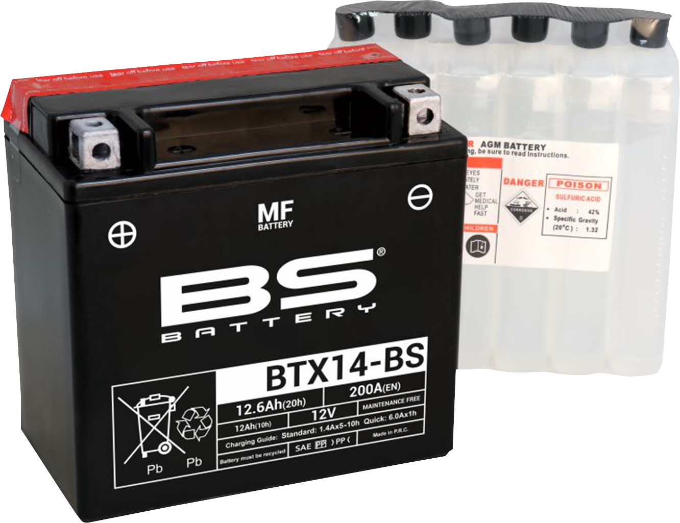 BS Battery BTX14-BS (YTX) 300604 Maintenance-Free Marine Battery