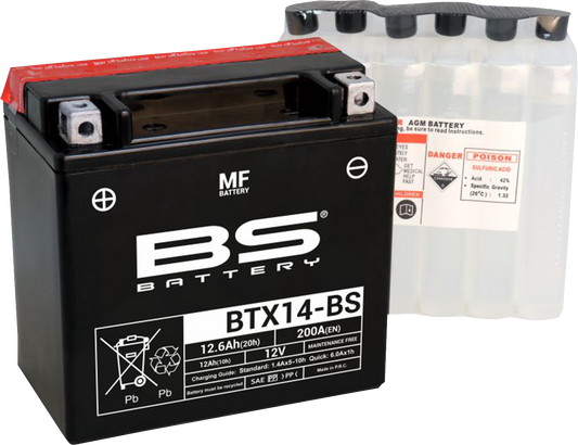 BS Battery BTX14-BS (YTX) 300604 Maintenance-Free Marine Battery