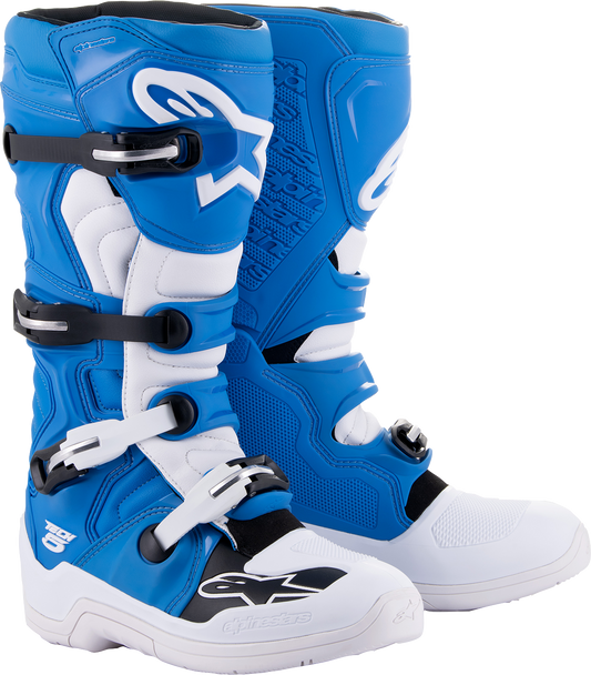 Alpinestars Tech 5 Boots Blue/White US 12 / EU 47 - Durable Off-Road Motorcycle Footwear