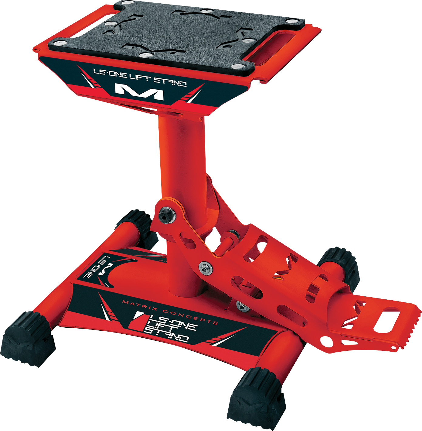 MATRIX Concepts LLC LS1-102 Solid Red Motorcycle Stand with Anti-Slip Rubber Top and Self-Locking Pedal
