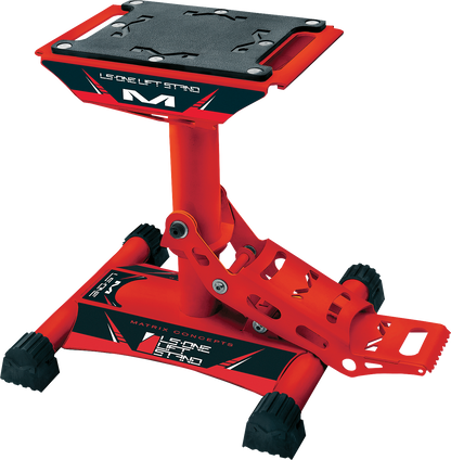 MATRIX Concepts LLC LS1-102 Solid Red Motorcycle Stand with Anti-Slip Rubber Top and Self-Locking Pedal