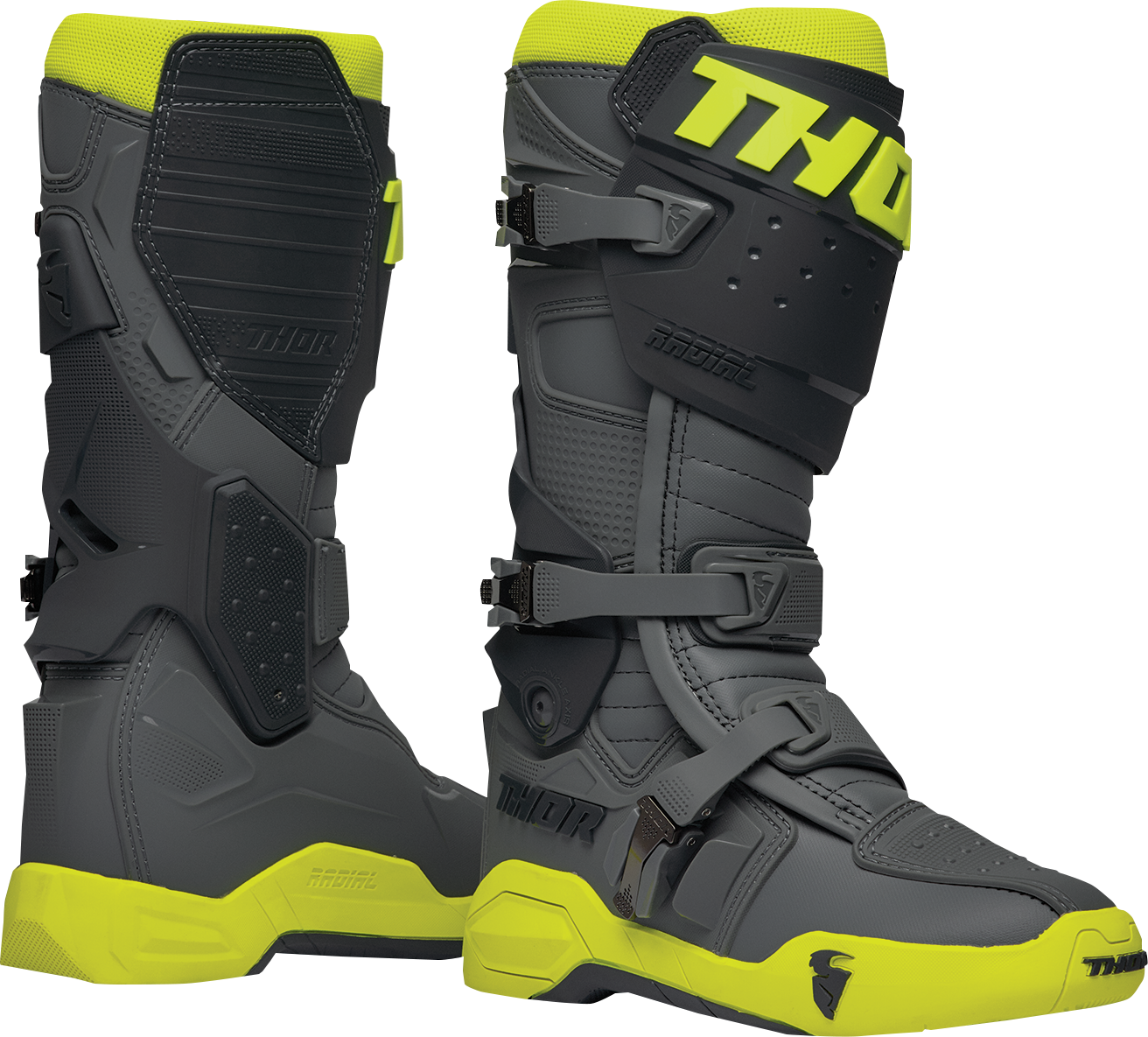 THOR Radial Boots Size 9 - Gray and Fluorescent Yellow | Part 3410-2747