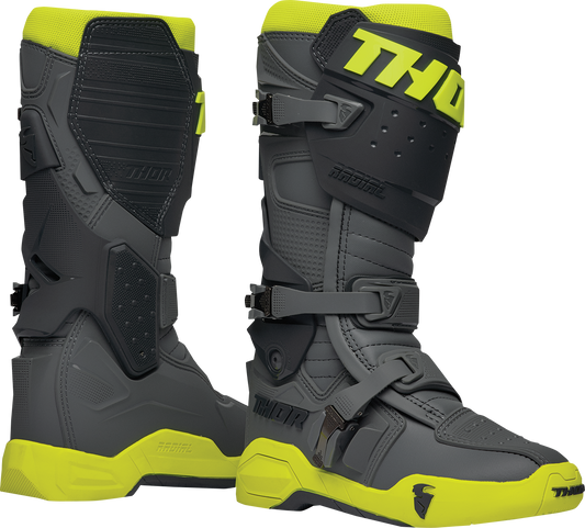 THOR Radial Boots Size 9 - Gray and Fluorescent Yellow | Part 3410-2747