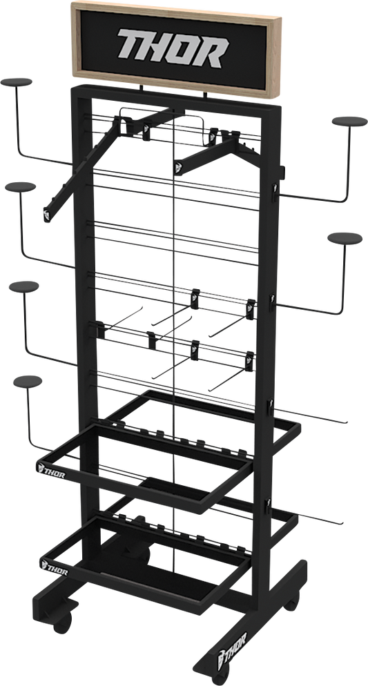 THOR 2-Way Display with Helmet Hooks, Shelves, and Slatwall Pegs - Part Number 9903-0705
