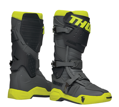 THOR Radial Boots Size 7 - Gray and Fluorescent Yellow, Part Number 3410-2745