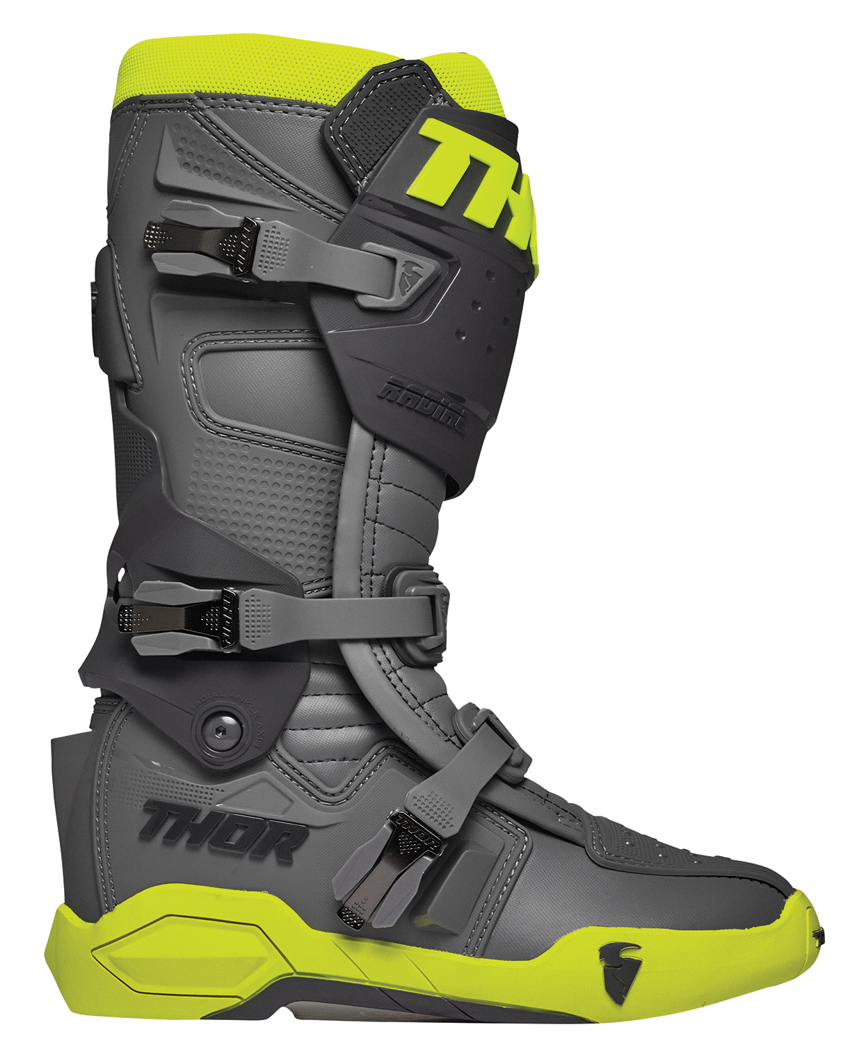 THOR Radial Boots Size 7 - Gray and Fluorescent Yellow, Part Number 3410-2745