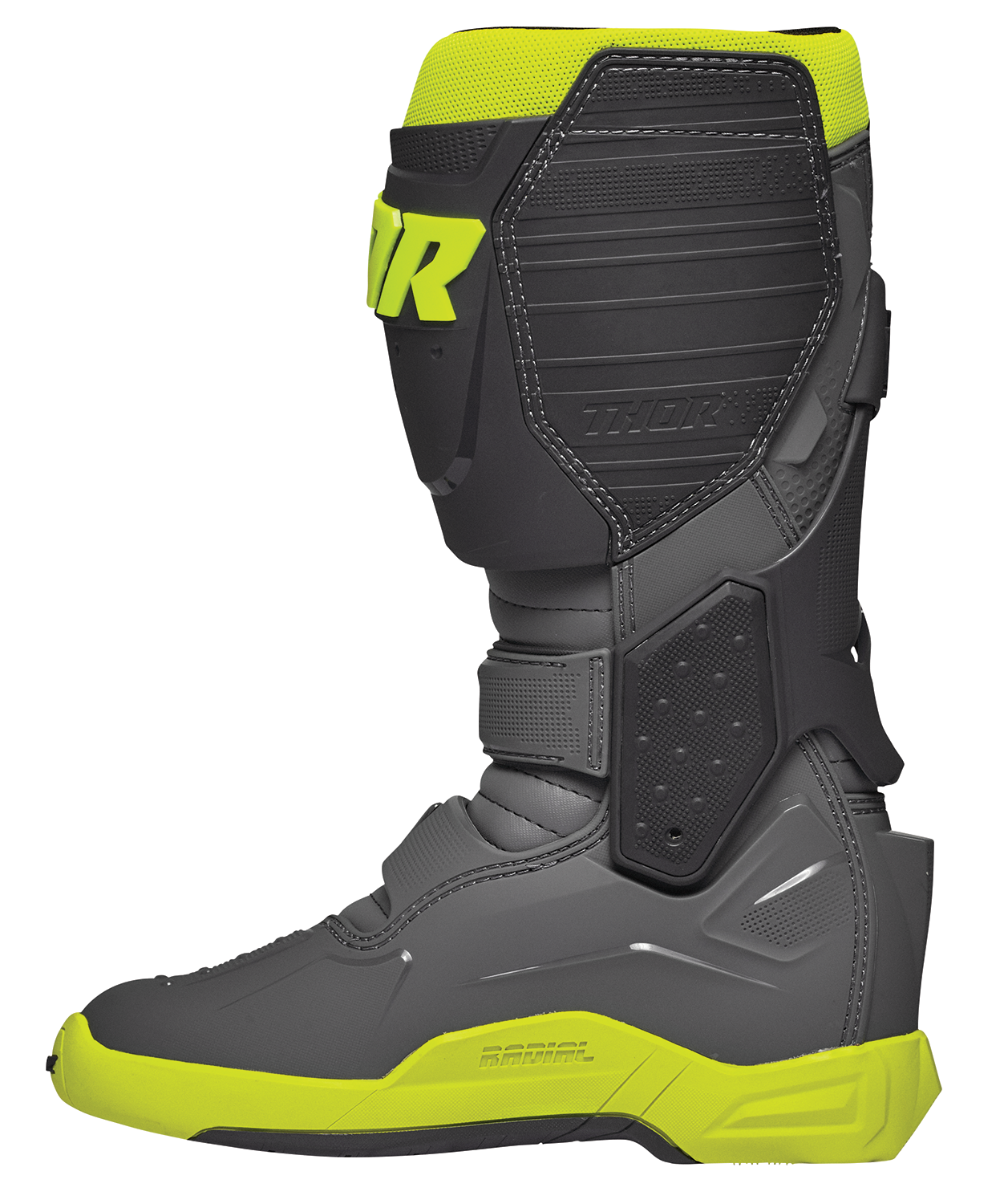 THOR Radial Boots Size 7 - Gray and Fluorescent Yellow, Part Number 3410-2745