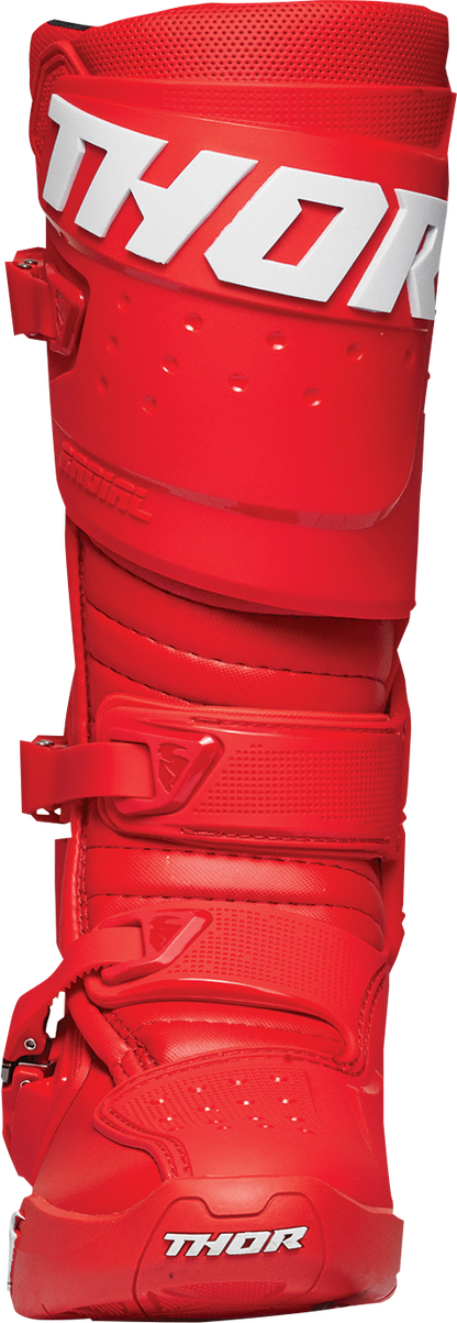THOR Radial Boots Size 15 - Red, Model 3410-2744 with Durable Synthetic Overlays and Adjustable Fit