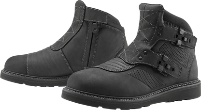 ICON El Bajo2 Boots - Black, US 10 - Heavy-Duty Leather Motorcycle Boots with Impact Protection