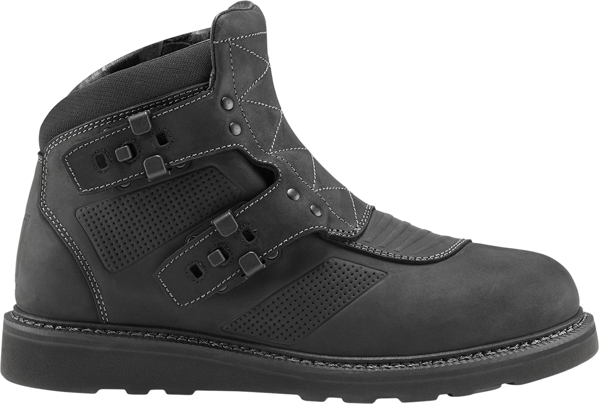 ICON El Bajo2 Boots - Black, US 10 - Heavy-Duty Leather Motorcycle Boots with Impact Protection