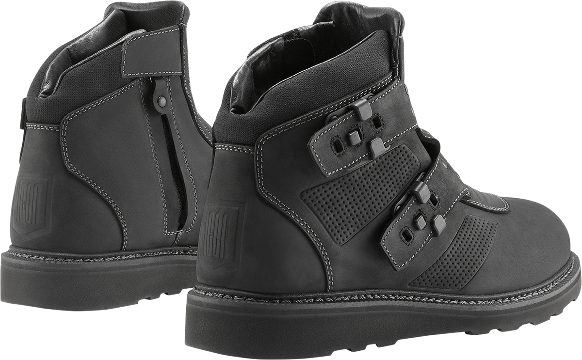 ICON El Bajo2 Boots - Black, US 10 - Heavy-Duty Leather Motorcycle Boots with Impact Protection