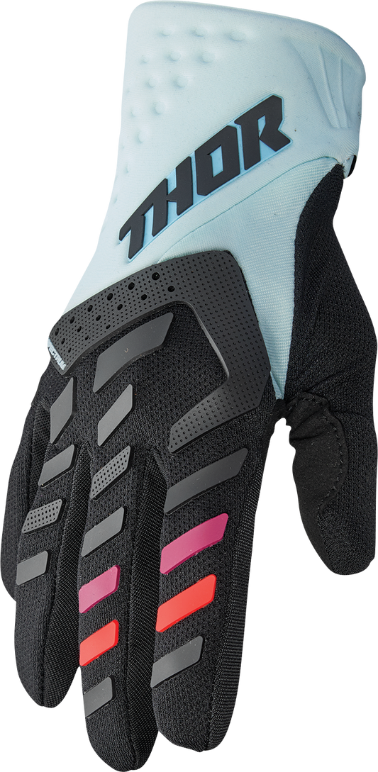 THOR Women's Spectrum Gloves - Black/Light Mint, Size Large - Part 3331-0236