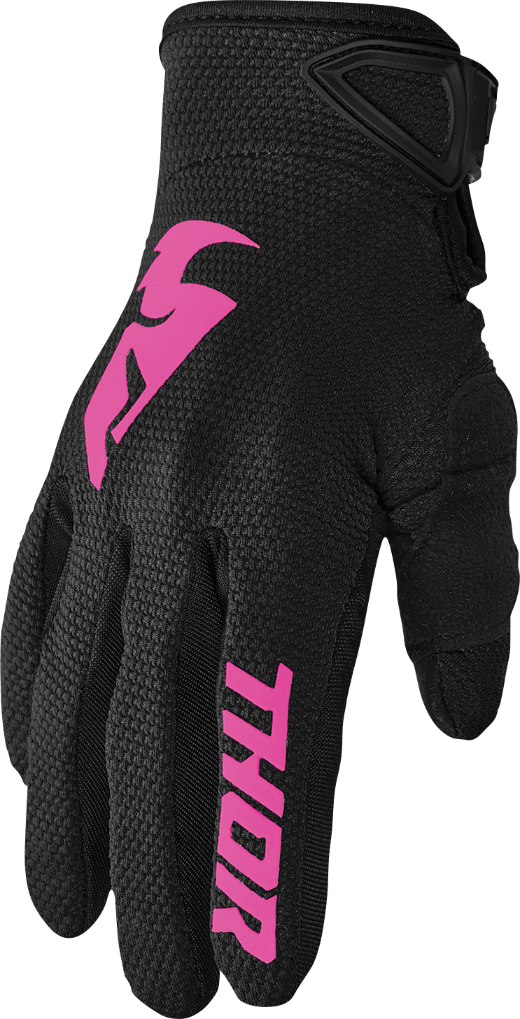 THOR Women's Sector Gloves - Black/Pink, Size XL - Model 3331-0245