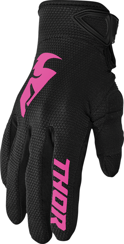 THOR Women's Sector Gloves - Black/Pink, Size XL - Model 3331-0245