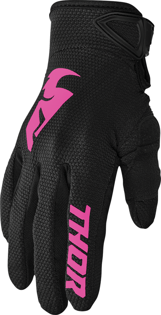 THOR Women's Sector Gloves - Black/Pink, Size XL - Model 3331-0245
