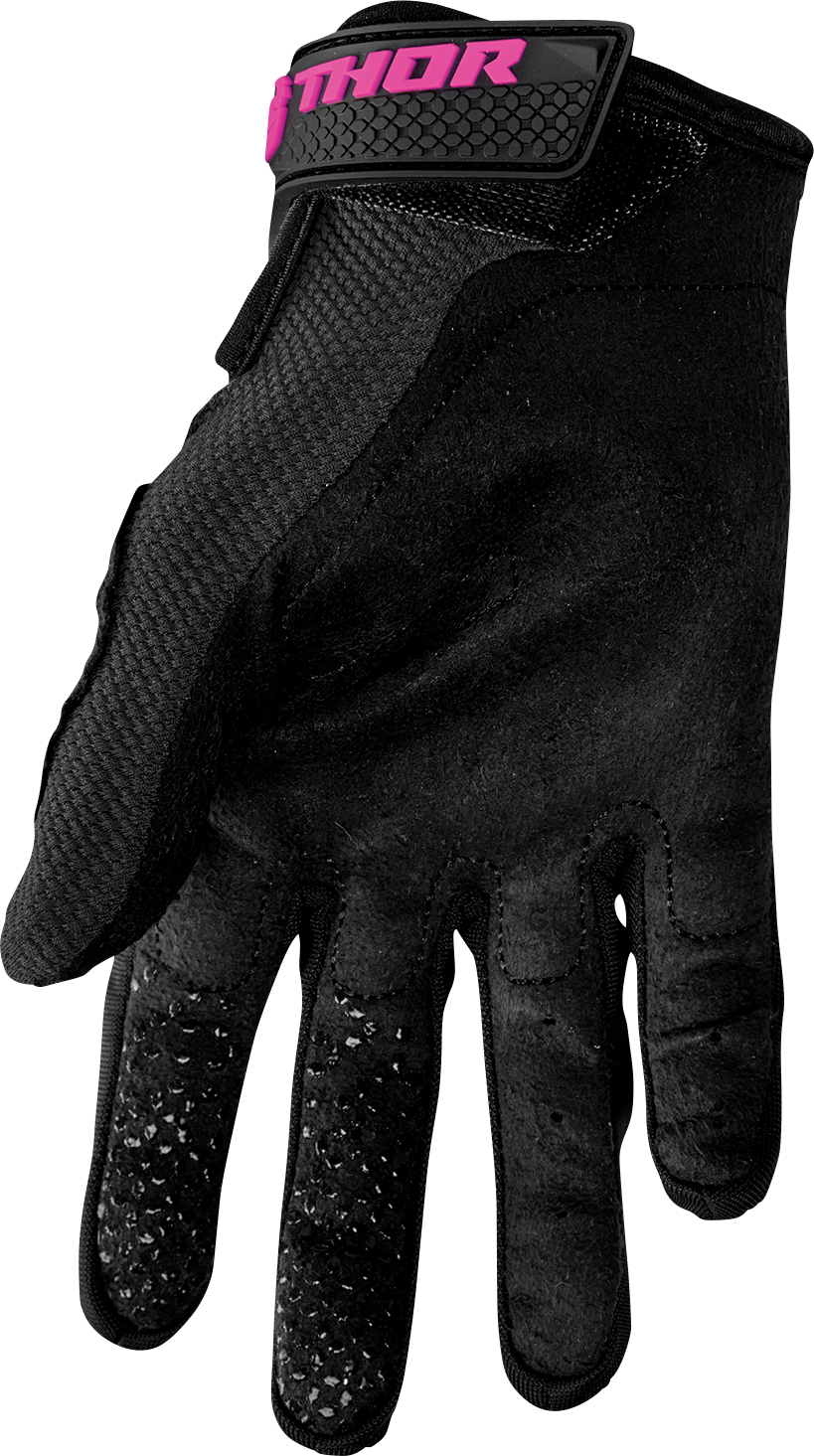 THOR Women's Sector Gloves - Black/Pink, Size XL - Model 3331-0245
